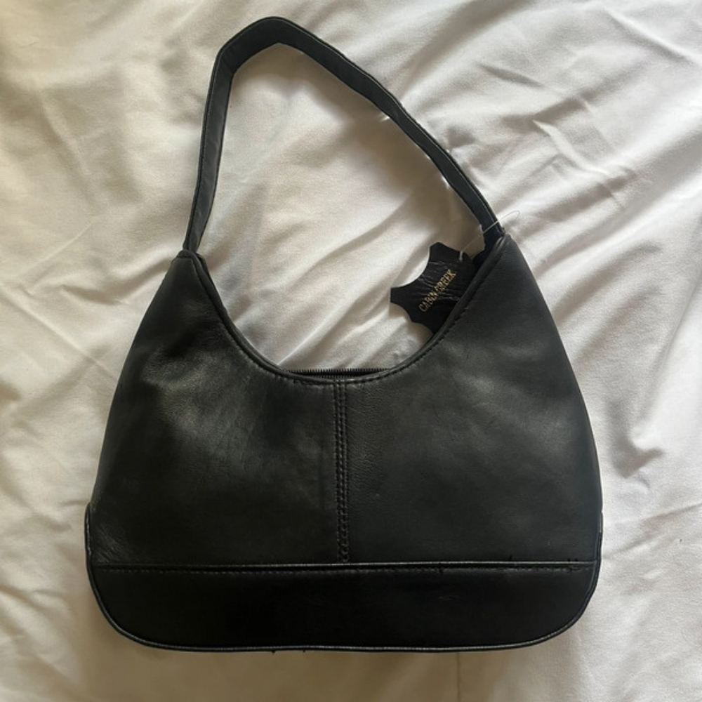 Black, genuine, leather bag